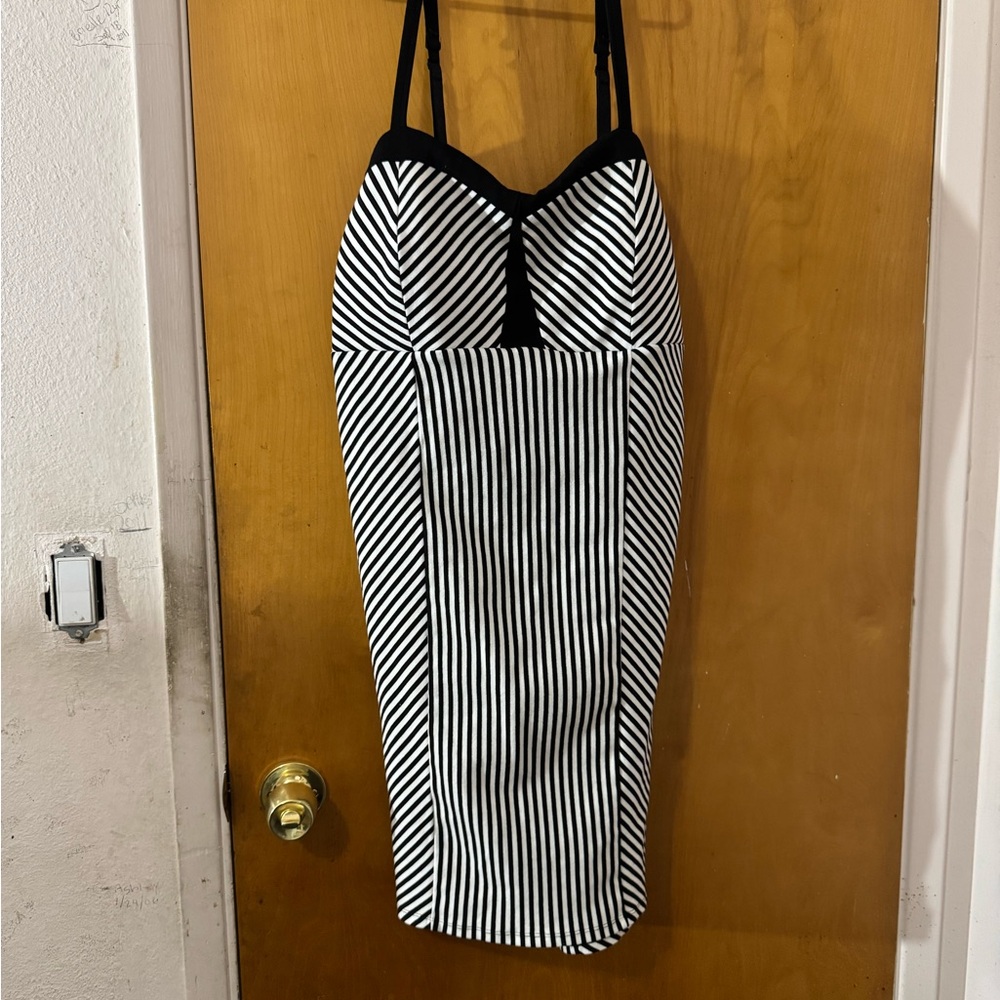 Torrid Black and White Bodycon Dress Spaghetti Strap